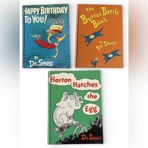 Lot of 3 VTG Dr.Seuss Books, Horton Hatches The Egg Happy Birthday To You Butter
